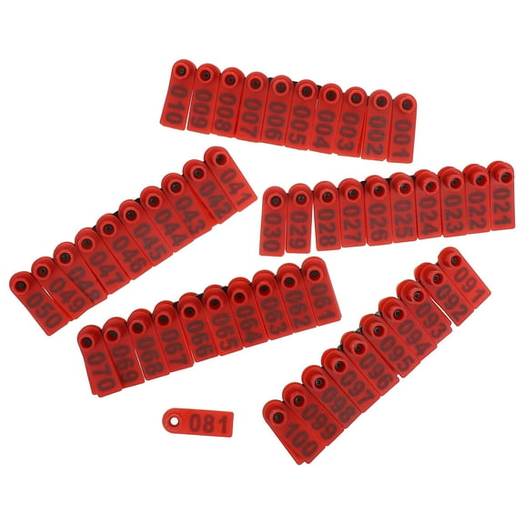 PBPBOX 100Pcs Red Animal Ear Tags for Cattle Sheep Goat Durable Weather Resistant