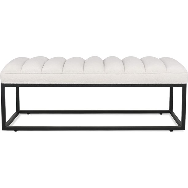 FIRLZY 53 Inch Bedroom End of Bed Bench with Metal Base Tufted Entrance