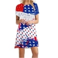 thumbnail image 2 of SMihono Robe d'Été Grande Taille pour Femmes 2023 Mode Jour de l'Indépendance Imprimée Col Rond Manches Courtes, 2 of 6