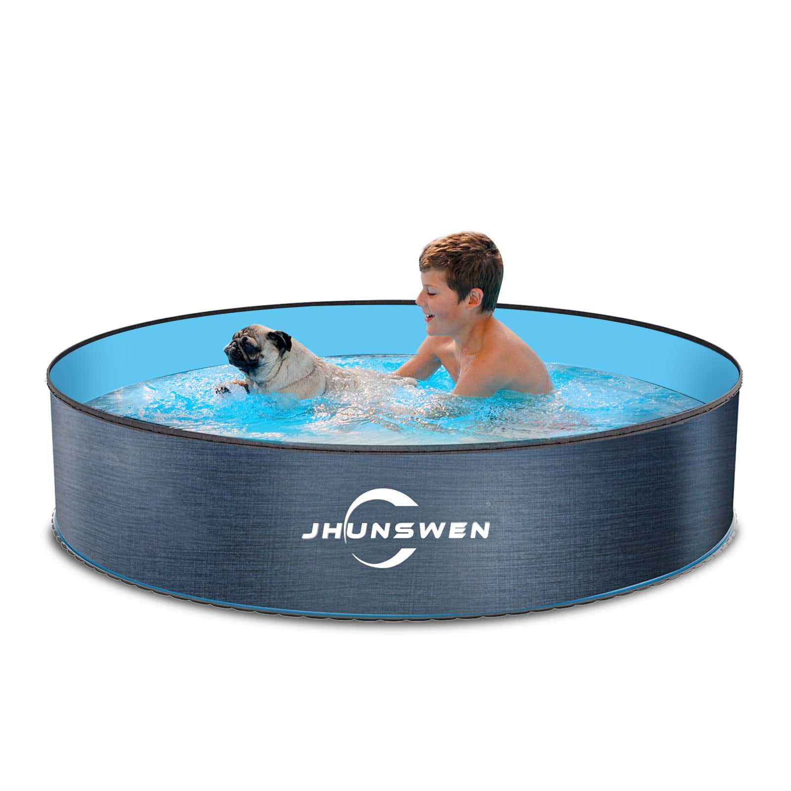 JHUNSWEN 48" Foldable Pet Swimming Pool, Portable Plastic Bathtub for