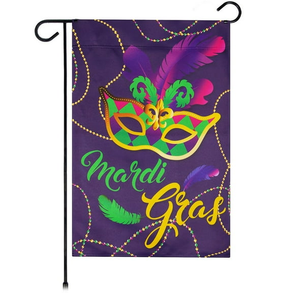 G128 Garden Flag Mardi Gras Masquerade Mask 12"x18" Blockout Fabric