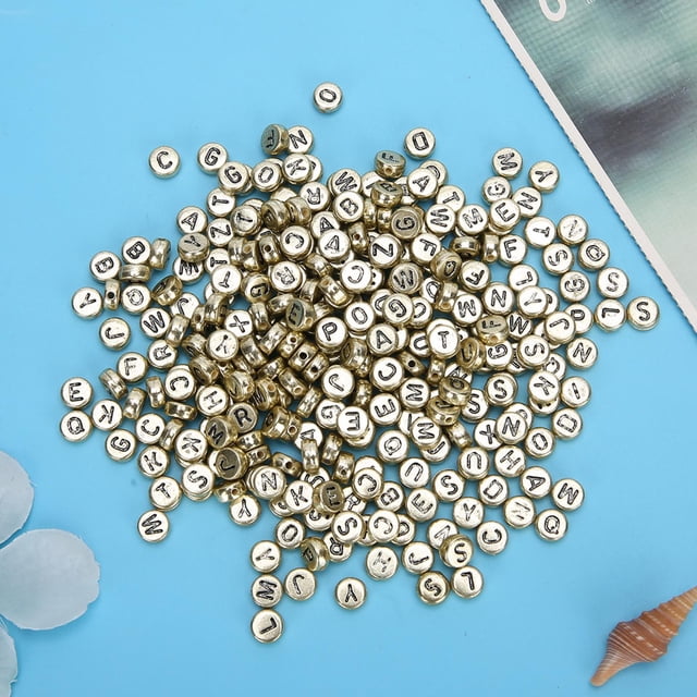 Practical Acrylic Beads, Round Alphabet Beads Letter Beads, Alphabet Letter Beads 500Pcs For DIY Craft Golden,Silver