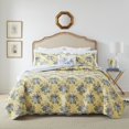 thumbnail image 1 of Laura Ashley Queen Quilt Set Reversible Cotton Bedding with Matching Shams Lightweight Home Decor for All Seasons Linley Yellow Queen, 1 of 1