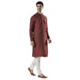 thumbnail image 4 of Ethnix Men's Indian Banded Collar Silk Blend Comfortable Kurta Tunic Pajama Set; Goldfish; MD, 4 of 5