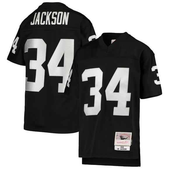 Men's Mitchell & Ness Bo Jackson Black Los Angeles Raiders Retired Player Mesh Name & Number Hoodie T-Shirt