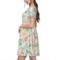 thumbnail image 2 of Fotbe Watercolor Wildflowers Vestido Largo de Moda para Mujer, Vestido Tipo Camiseta con Manga Corta y Estilo Casual a Rayas y Bloques de Color, 2 of 6