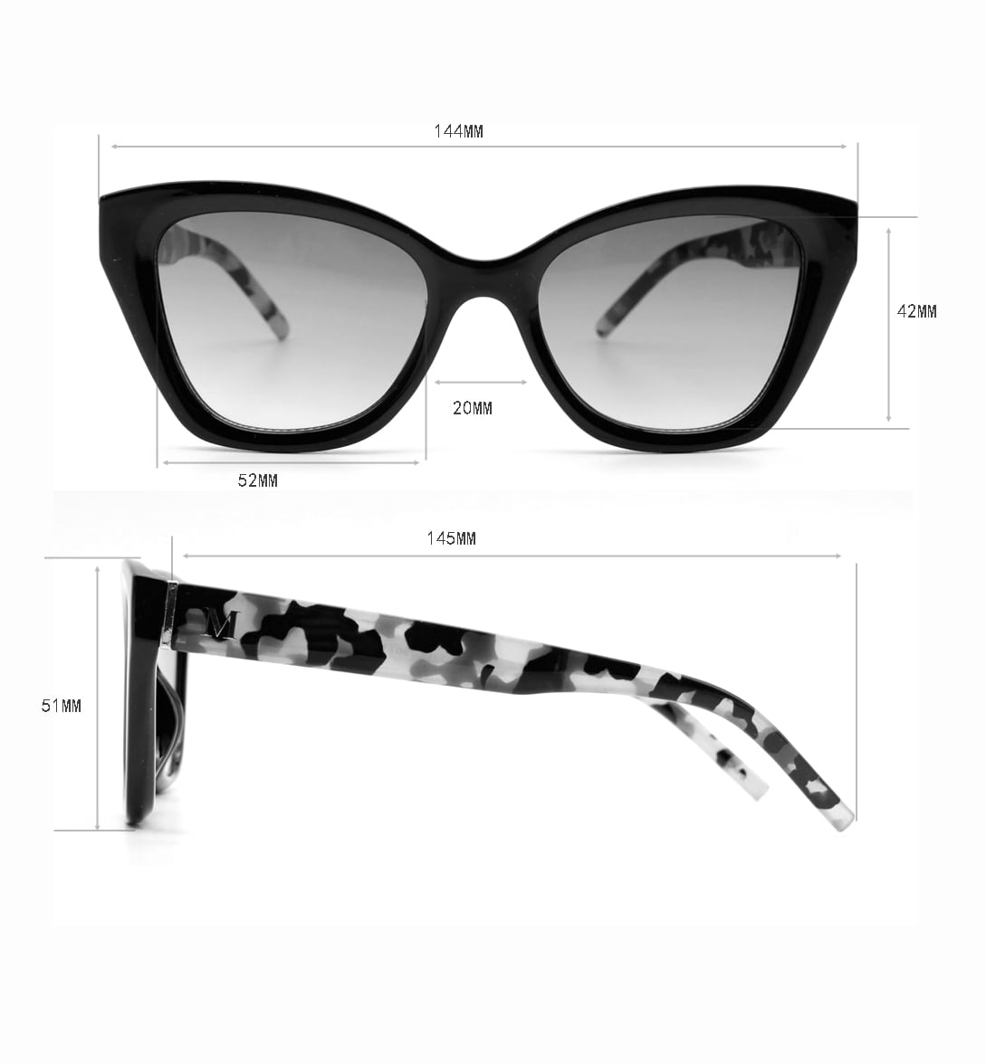 Martha Stewart Women's MS214 Vintage UVA and UVB Protective Cat Eye Fashion Sunglasses, 52mm