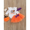 thumbnail image 2 of My First Halloween Embroidery Long Sleeve Romper + Bow Tulle Skirt + Headband 3Pcs Outfits Set, 2 of 9