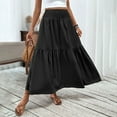 thumbnail image 2 of MIXUE Skirts For Women Summer Solid Color Elastic High Waist A Line Elegant Maxi Skirt Daily-Wear,Black,M, 2 of 7