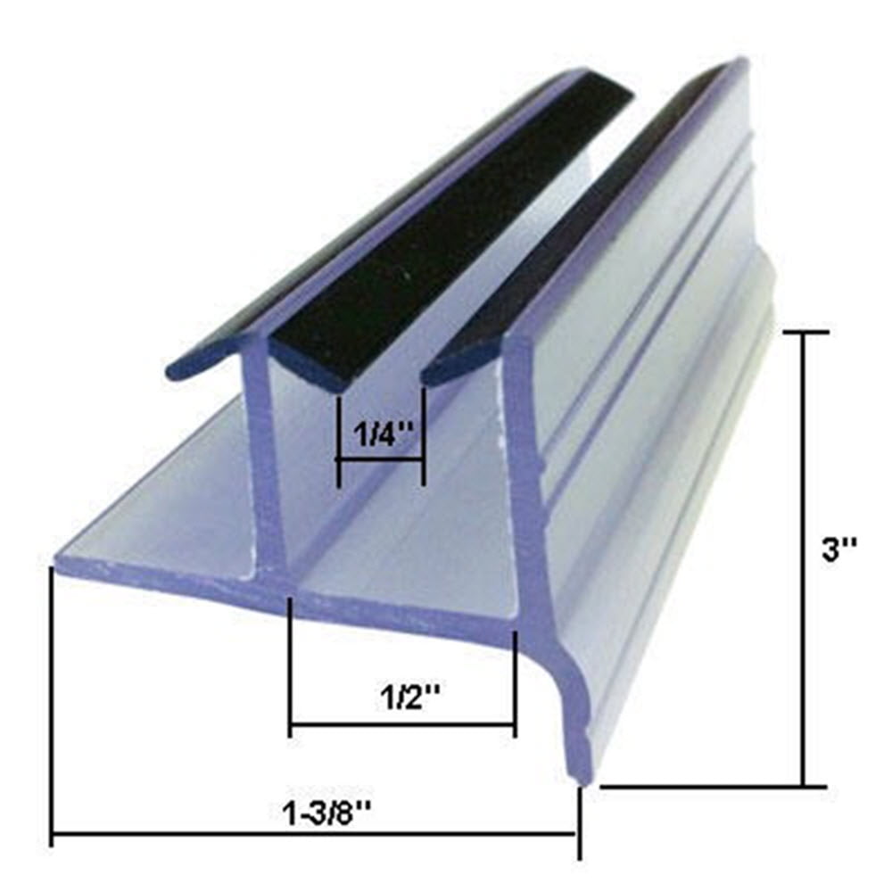 Clear Sliding Shower Door Bottom Guide 3" x 13/8" x 1/4"