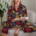 thumbnail image 6 of Disketp Vintage Card Pajamas Set Long Sleeve Sleepwear Womens Button Down Nightwear Pj Sets-{designName}-Small, 6 of 7