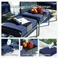 thumbnail image 3 of SKOK 5-Piece Metal Frame Patio Furniture Set with Ottoman & Cushions Navy Blue, 3 of 10