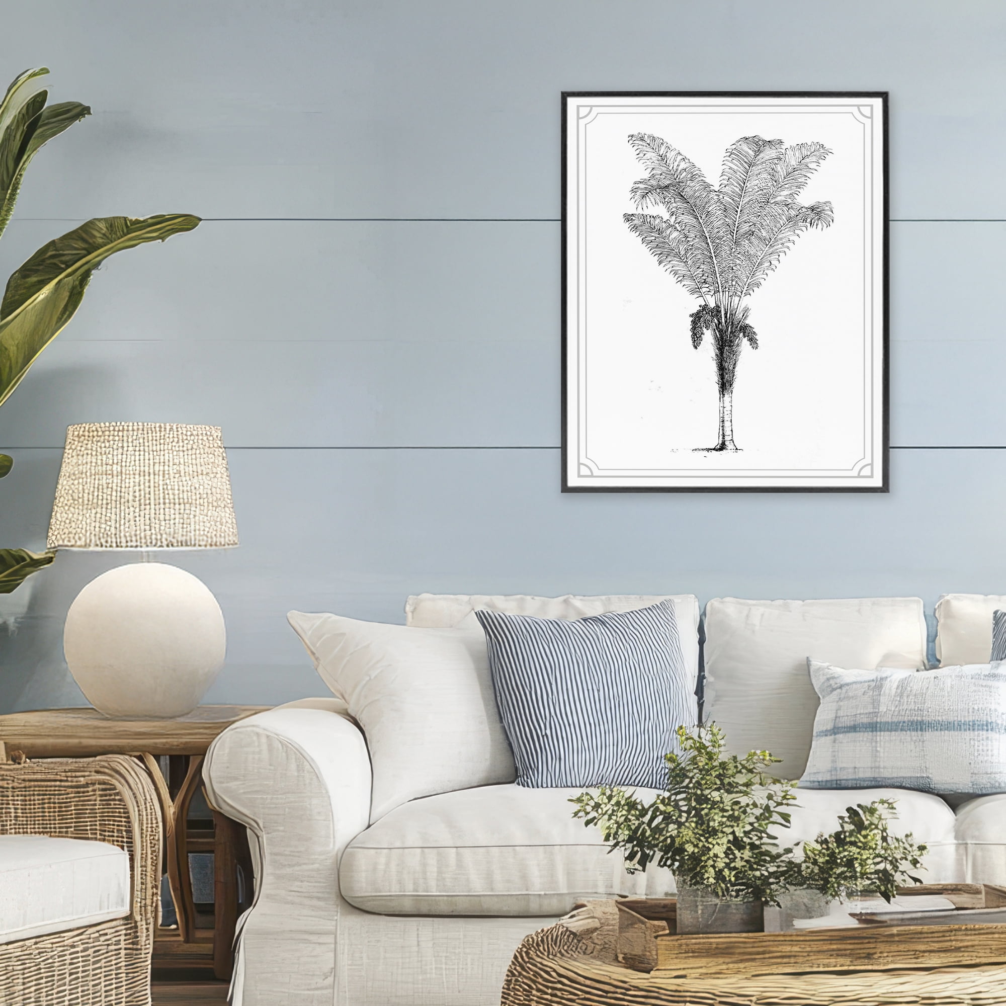 Vintage & Minimal Palm Black Framed Giclee Art, design by Lettered and Lined