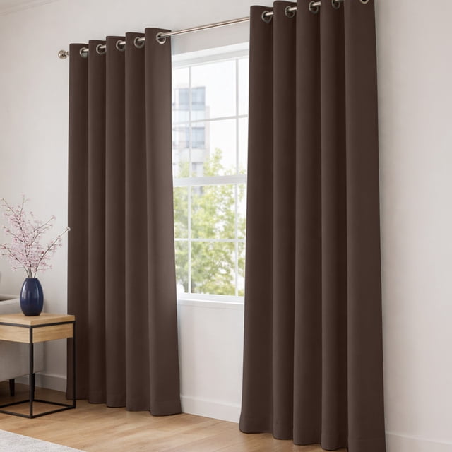 Cortinas Blackout 275cm Ancho X 215cm De Largo En 2 Paneles, 100% Microfibra Poliéster CHOCO