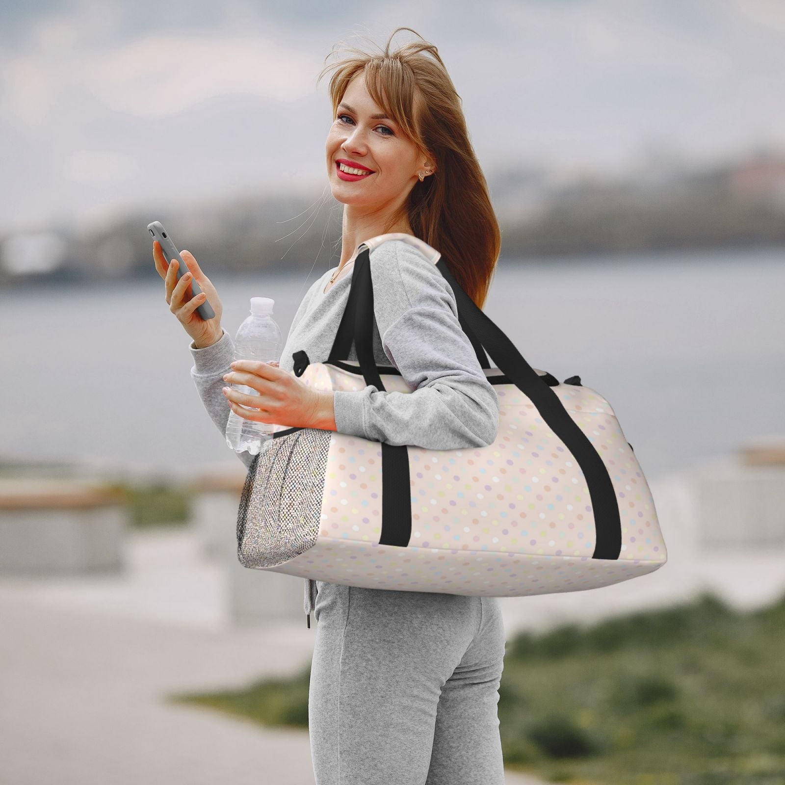 Fuzoiu Colorful Dots Print Travel Duffle Bag,Carry On Tote Bags,Duffel Bag,Sport Gym Bag, Hospital Bag for Labor and Delivery, Overnight Bag,Luggage Bag