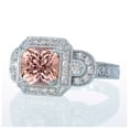 thumbnail image 2 of 1.5 Carat Vintage Princess Cut Morganite and Diamond Designer Halo Engagement Ring on 10k White Gold, 2 of 2