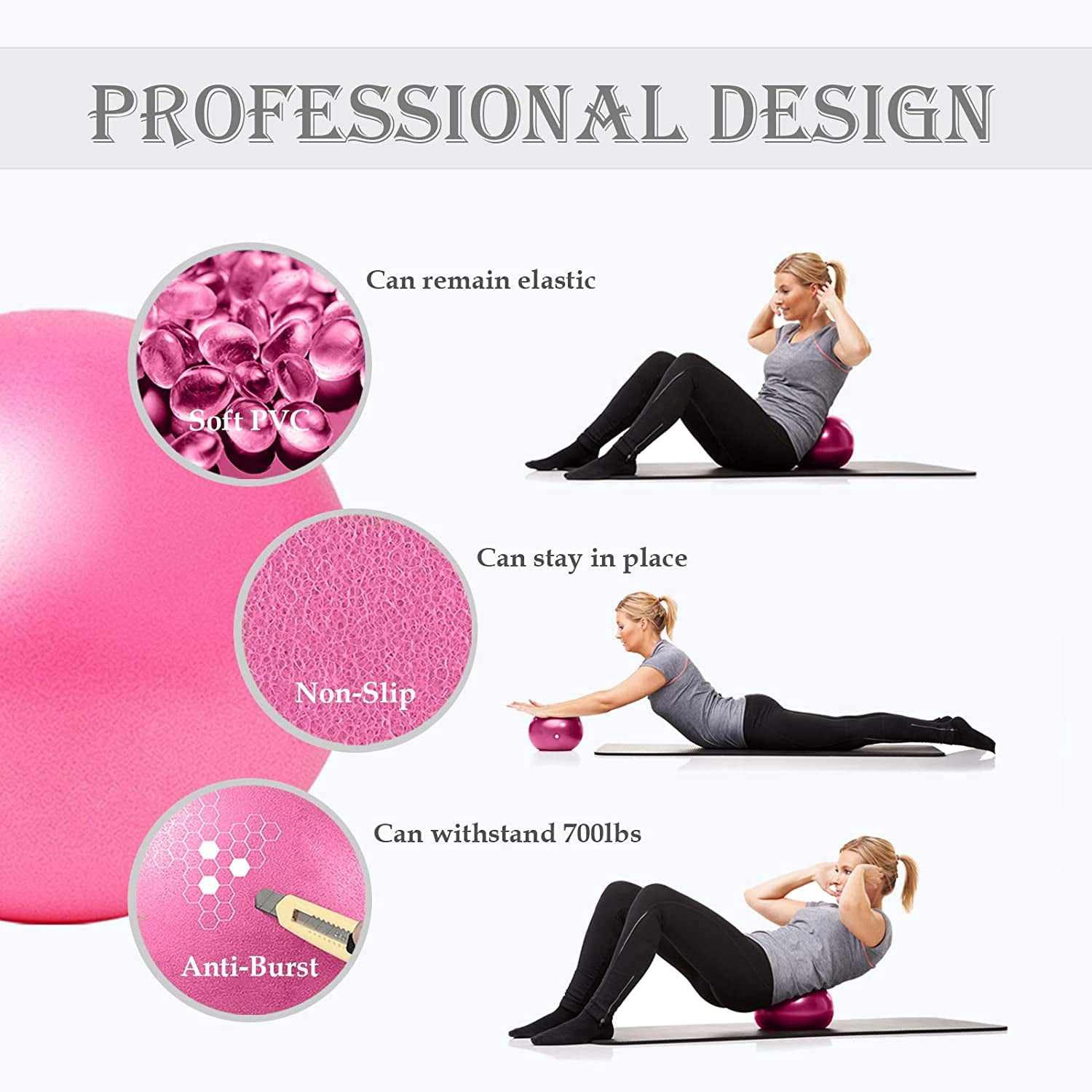 Small Pilates Ball for Therapy Mini Workout Core 9 Inch Small Exercise Mini Bender Pilates, Yoga, Workout, Bender, Core Training and Physical Therapy, Improves Balance