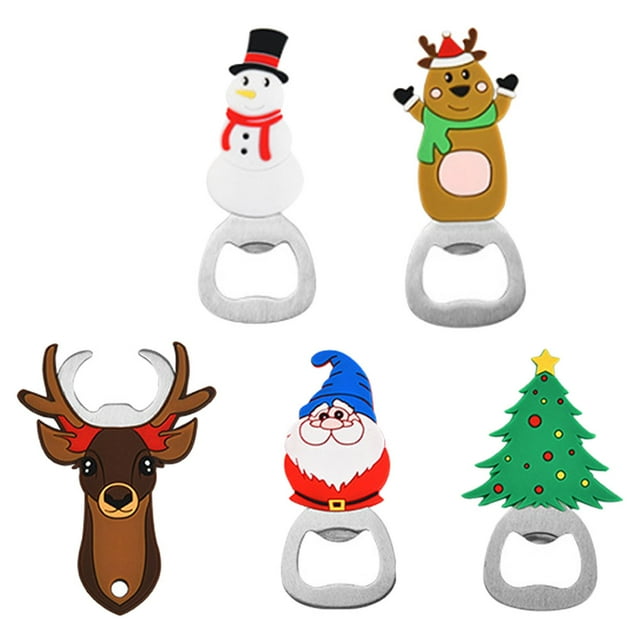 Abridores de botellas de dibujos animados, abridor de botellas de vino decorativo de Navidad, abridor de botellas de Metal resistente, 5 uds.