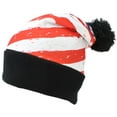 thumbnail image 2 of Best Winter Hats American Flag Sublimation Print Cuffed W/Pom Pom - Long/Slouchy, 2 of 3