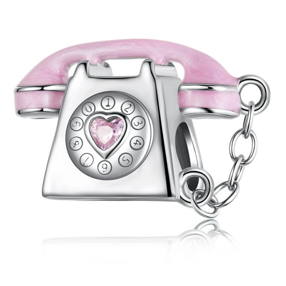 Vintage Telephone Charm 925 Sterling Silver Charm, Gift Box Packaging