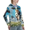 thumbnail image 6 of Fotbe Cute Daisy Cow A Pattern Womens Long Sleeve Hoodie, Pullover Hooded Sweatshirt, Kangaroo Pocket Hoodie with Eye-catching Drawstrings-Small, 6 of 7