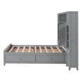 thumbnail image 6 of Full Size Platform Bed, Storage Platform Bed with All-in-1 Cabinet Shelf, Wood Bed Frame with 4 Drawers, Bookcase Headboard and Slat Support for Bedroom Apartment, No Box Spring Needed, Gray, 6 of 9