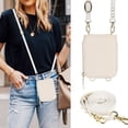 thumbnail image 4 of Allytechgroup Galaxy Z Flip 5 Wallet Case with Crossbody Lanyard, Premium PU Leather Stylish Purse Design Protective Shockproof Mini Phone Case Bag for Samsung Galaxy Z Flip 5, Beige, 4 of 11