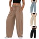 thumbnail image 4 of Women Palazzo Pants Summer Wide Leg Pants Casual Loose High Waist Lounges Pants Trousers with Pockets Streetwear Gift apricot XXL, 4 of 4