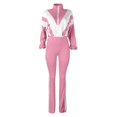 thumbnail image 4 of Unir Women Casual 2 Piece Sweatsuit, Brushed Polyester Color Block Zip Crop Top & Stretch Slim Jogger Pants Comfort Daily Outfit S-XXL True To Size, 4 of 5