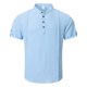 thumbnail image 1 of Camisa de Manga Corta Plisada con Botón de Cuello en V, Mezcla de Algodón de Poliéster Top de Vacaciones de Playa, Suelto para Hombres, 1 of 8