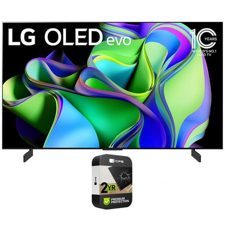 Restored LG OLED42C3PUA OLED evo C3 42 Inch HDR 4K Smart OLED TV 2023 Bundle with 2 YR CPS Enhanced Protection Pack (Refurbished)