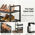 thumbnail image 5 of Shoe Rack - Expandable Shoe Organizer for Closet, Adjustable Metal Shoe Shelf Storage, 2 Tier Stackable Long Shoe Stand Holder for Garage, Entryway, Door Entrance, Black, 5 of 6