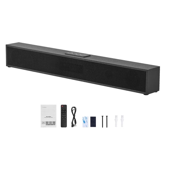 24 Inch 2.0 Channel 80W Sound Bar for Smart TV Bluetooth AUX Projector PC Home Theater Surround Sound System with Remote Control Easy Setup