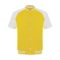 thumbnail image 5 of Lejafay Men's Varsity Baseball Jacket Causal Slim Fit Varsity Jacket Short Sleeve Bomber Jackets for Yellow&White XL, 5 of 7