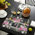 thumbnail image 3 of Pioneer Flower Floral Print Pattern Summer Placemats Table Placemats Set Of 6-Linen Kitchen Washable Placemats Table Mats 12x18 Inch Non-Slip Heat Resistant, 3 of 5