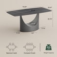 thumbnail image 5 of POVISON 71" Modern Dining Table for 4-6, Rectangular White Sintered Stone Dining Table, Marble-Look Tabletop with Bronze Carbon Steel Legs for Dining Room, 5 of 9