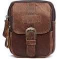 thumbnail image 1 of Small Waist Packs Men Phone Waist Pouch Leather Fanny Pack Waterproof Business Travel Running Cycling Sports Belt Bag Brown, 1 of 5