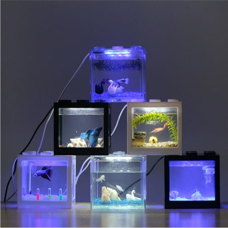 Moaere Curved Corner Glass Fish Tank  USB LED Lighting Aquarium Desktop Ornament Black Friday Special