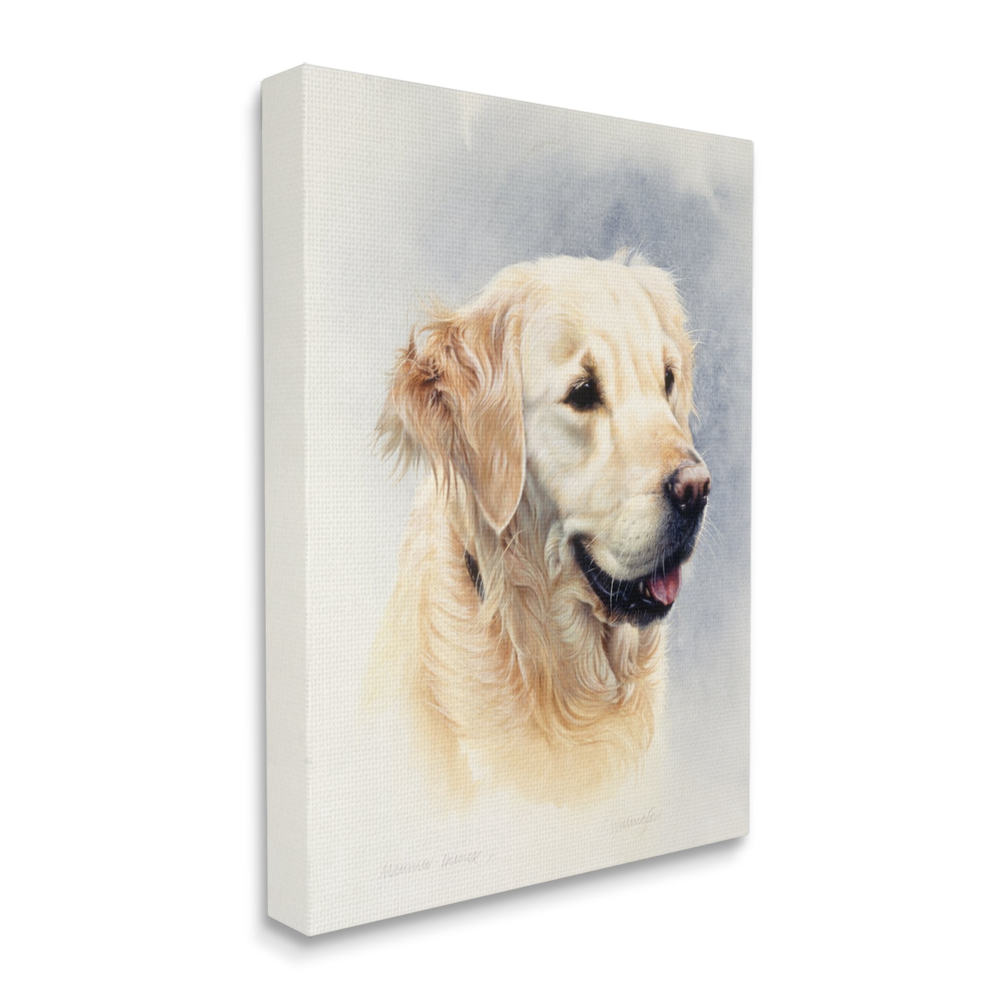 Stupell Industries Golden Retriever Smiling Portrait Animals & Insects Painting Gallery Wrapped Canvas Print Wall Art