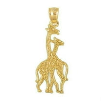 14k Yellow Gold Giraffe Pendant, Made in USA