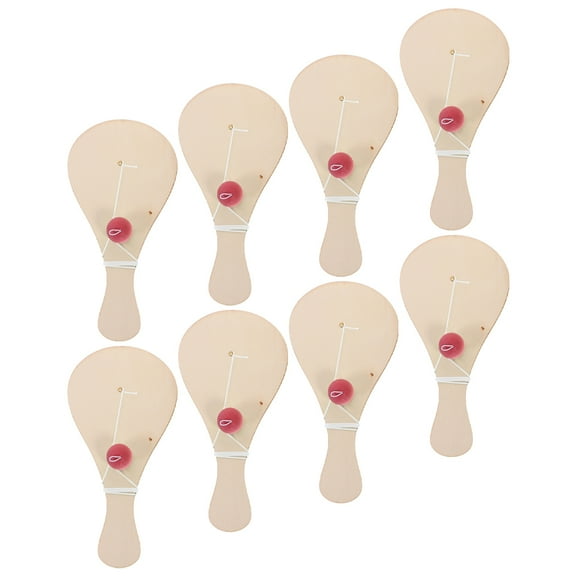 8-Piece Hand-Painted Wooden Racket Set for Kids Toddlers Baby Toys Playtime Fun