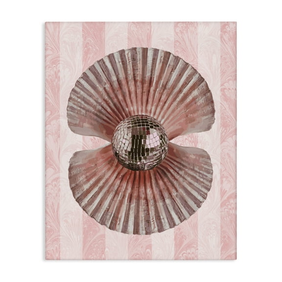 Stupell Industries Disco Pearl in Clam Shell Animals Painting Wrapped Canvas Canvas Art Print Wall Art, 16 x 20