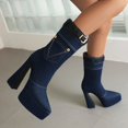 thumbnail image 5 of B91xZ Mid Calf Dress Boots for Women Chunky Heel Pointed Toe Slouch Riding Boots,Dark Blue 7, 5 of 5
