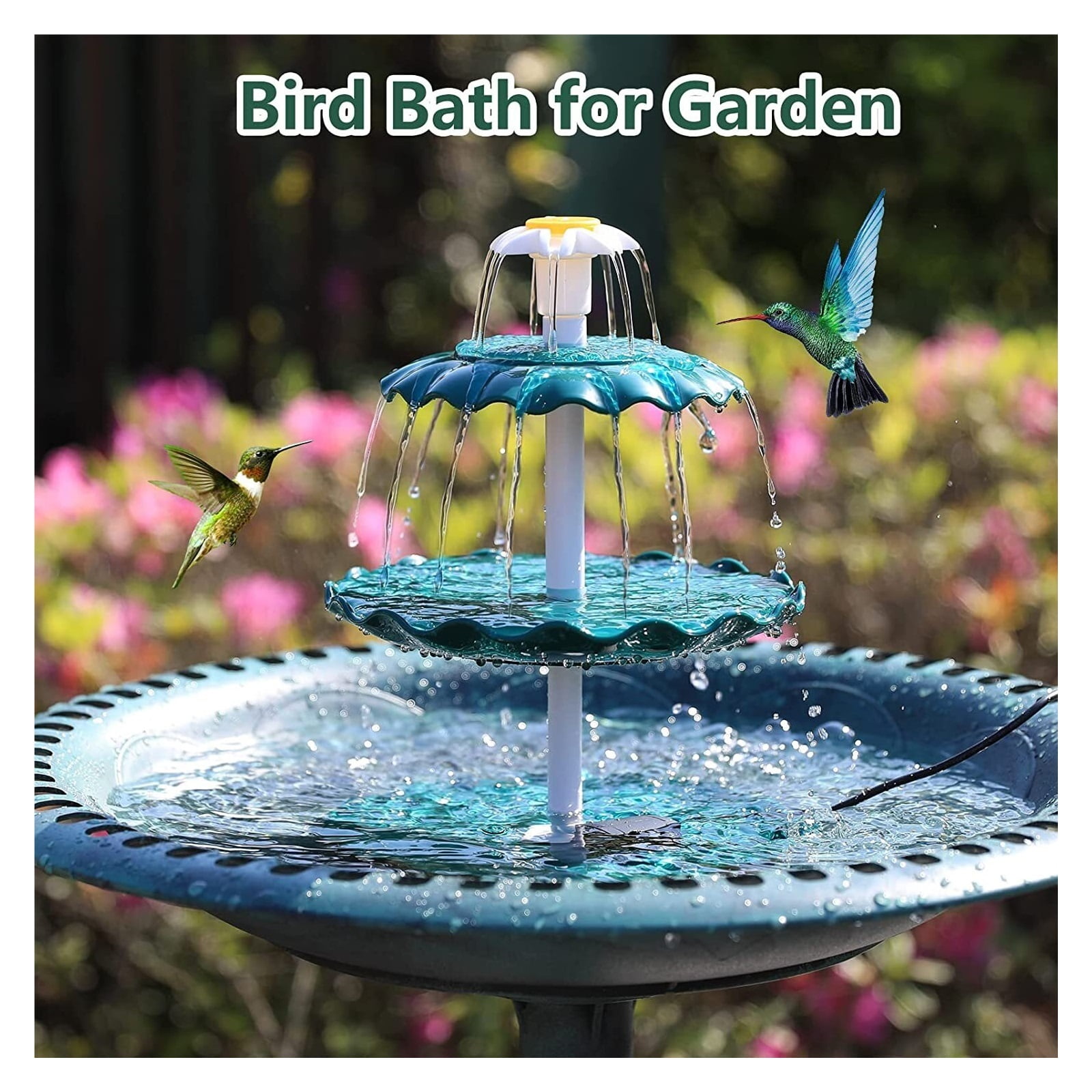 3 Tiered Bird Bath With 2.5W Solar Fountain Pump, DIY Solar Fountain Detachable And Suitable For Bird Bath, Garden Decoration