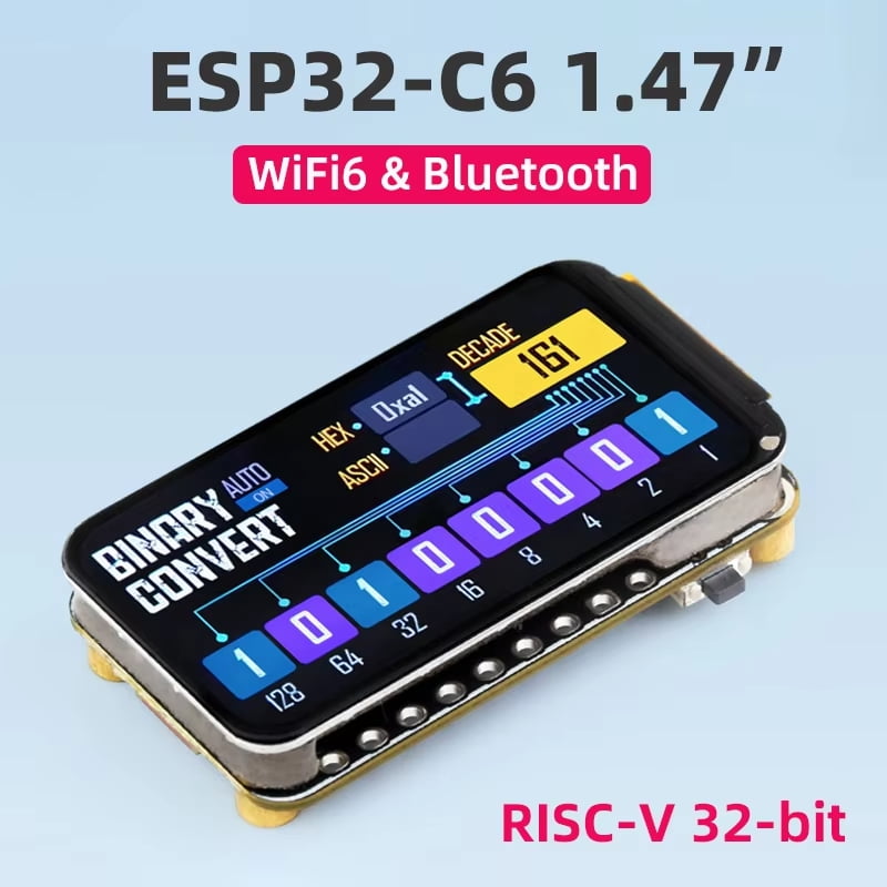Waveshare ESP32-C6 Development Board with 1.47-Inch LCD Screen, RISC-V WiFi 6 & Bluetooth, 172x320 Resolution for AIoT/GUI/LVGL Applications