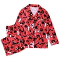 thumbnail image 4 of Womens Halloween Pajamas Full Printed Long Sleeve Pocket Button Down Lapel Shirts Loose Casual Pants 2 Pc Soft Sleepwear Fall Winter Comfort Loungewear Sets Woman Red S, 4 of 9