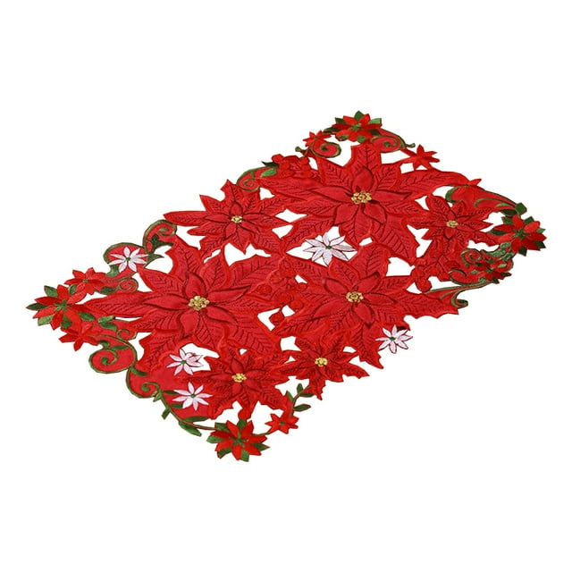 Christmas Runner for Table, Christmas Fabric Embroidered Table Runner Coffee Table Runner Christmas Dining Table Runner Decoration