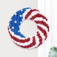 thumbnail image 4 of Qocolhg 12 inch 4th of July Wreath Independence Day Red White and Blue Pompom Rose Patriotic Wreaths with Stars American Flag Festival Garland Hanging Decoration for Memorial Day, Clearance, 4 of 7