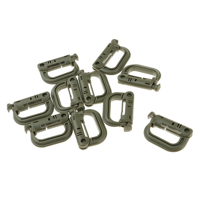 10pcs Hebilla de correas de bloqueo Mosquetón Accesorio de escalada Verde shamjiam hebilla de molle