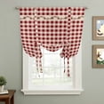 thumbnail image 2 of Western Texas Star Retro Balloon Curtains for Living Room/French Door, Country Vintage Red Beige Plaid Tie Up Curtains 63 Inch Length Energy Saving Kitchen Curtains Shades for Windows 42"x63", 2 of 8